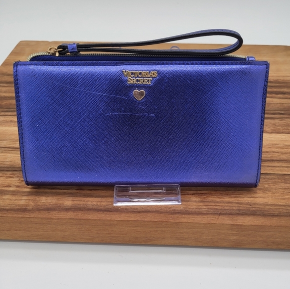 Victoria's Secret Handbags - Rare Victoria's Secret Metallic Blue Wristlet Wallet